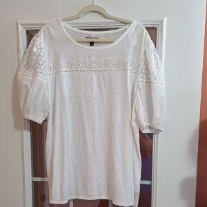 Lane Bryant Cream Lace Accent Blouse